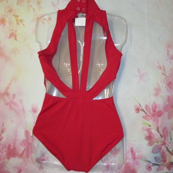 Leotard New LA Dance Ballet Jazz Costume Red or Paprika Mock Neck Balera Large - Picture 2 of 7